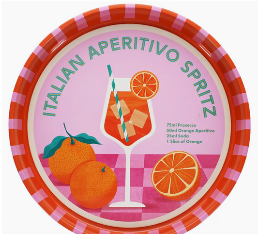 Round Metal Serving Tray - Aperitivo Spritz
