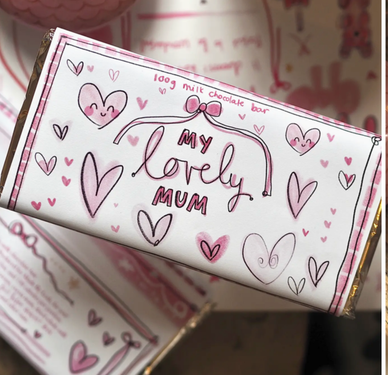 The 100g Hearts ‘My Lovely Mum’ Milk Chocolate Bar