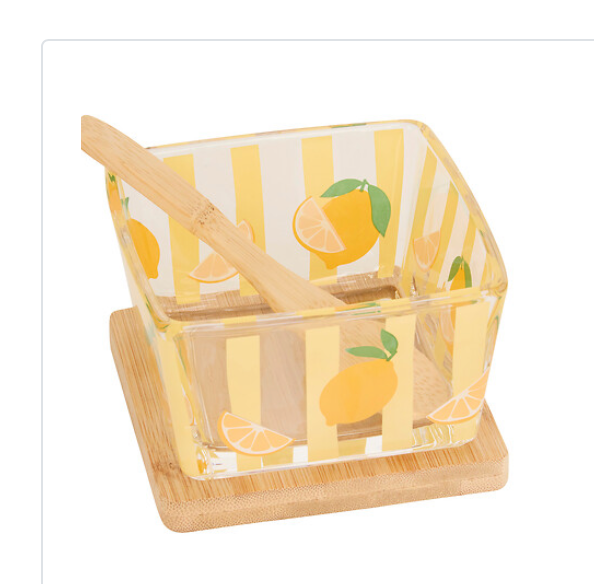 Fruity Tapas Verrine Glass With Spoon And Bamboo Tray