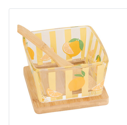 Fruity Tapas Verrine Glass With Spoon And Bamboo Tray