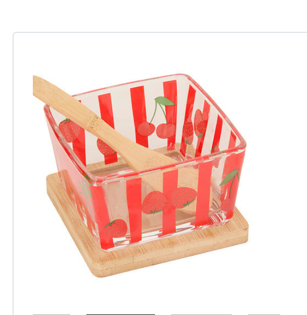 Fruity Tapas Verrine Glass With Spoon And Bamboo Tray