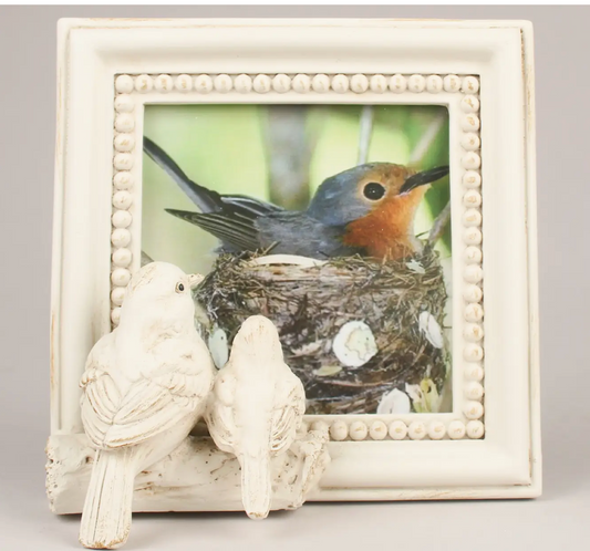 Beaded White Bird Photo Frame