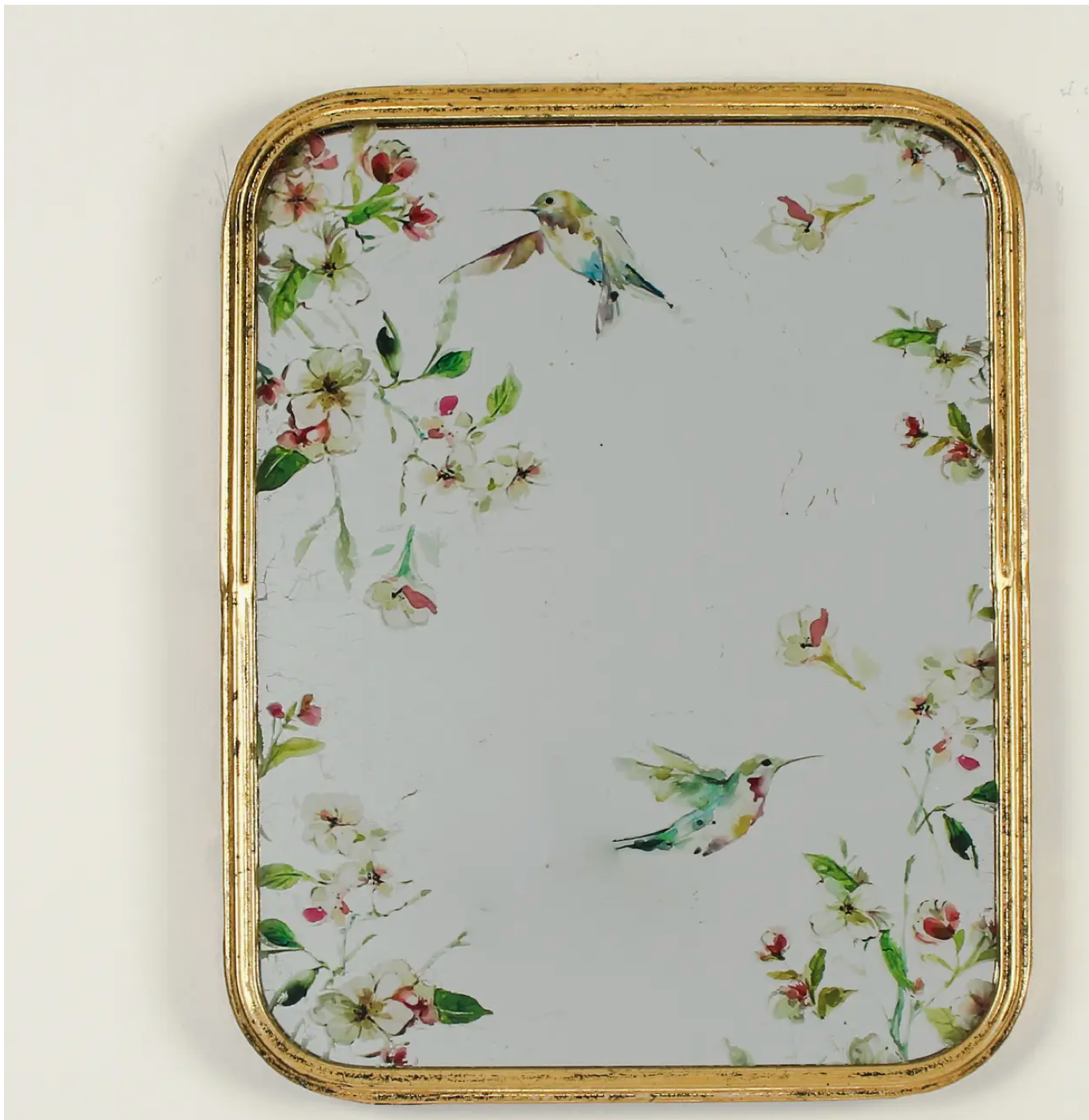 Hummingbird Mirror with Gold Frame