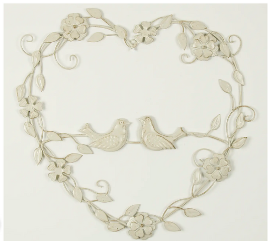 Shabby Chic Metal Bird Heart Wreath