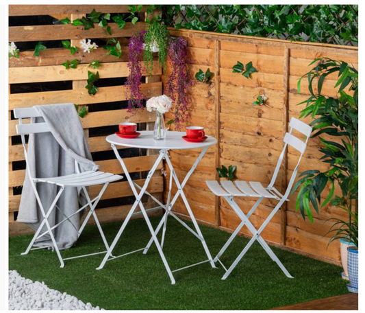 Harbour Housewares 3 Piece Sussex Bistro Set - Round - White