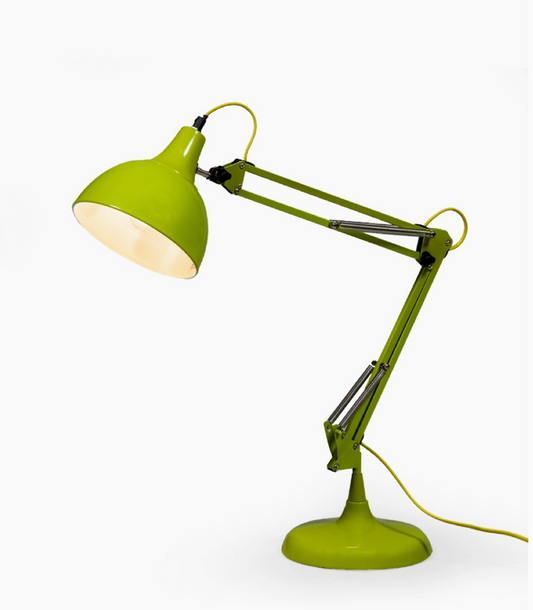 Lime Green Traditional Large Desk Lamp (Yellow Fabric Flex)