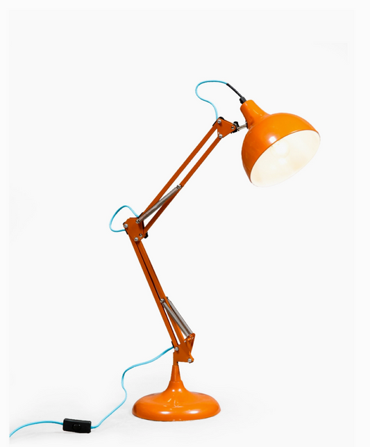 Orange Traditional Desk Lamp (Blue Fabric Flex)