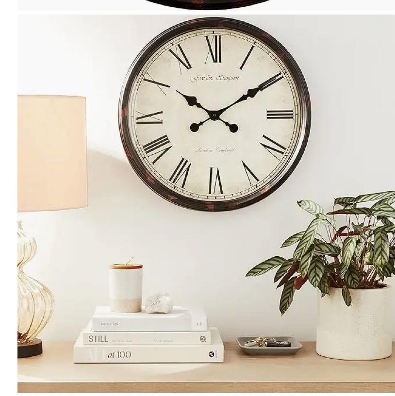 'grand Central' Large 49cm Wall Clock in Brown & Beige