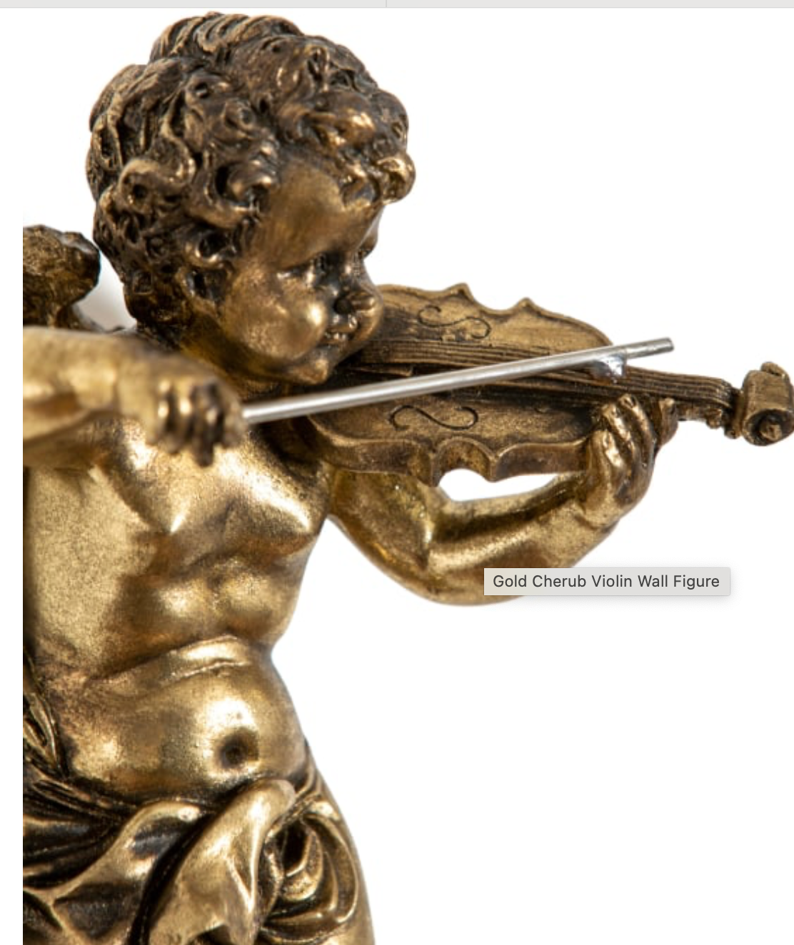 GOLD CHERUB VIOLIN WALL FIGURE