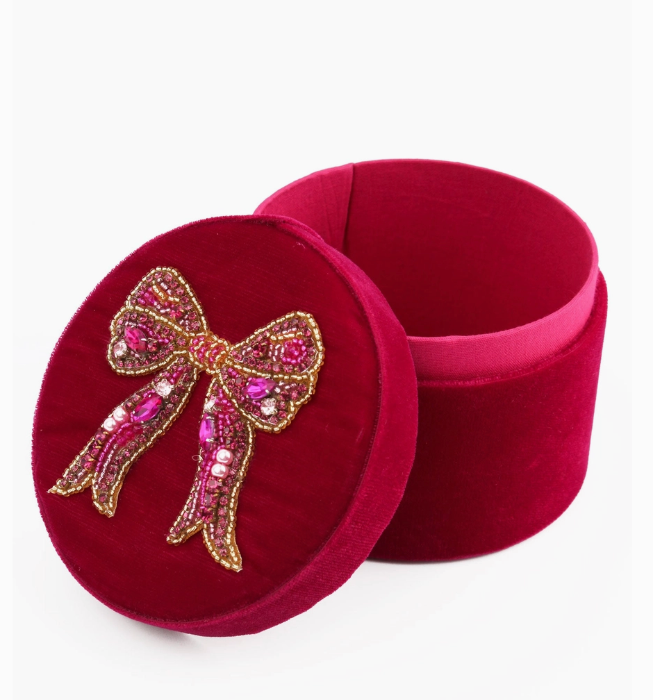 Pink Bow Round Box