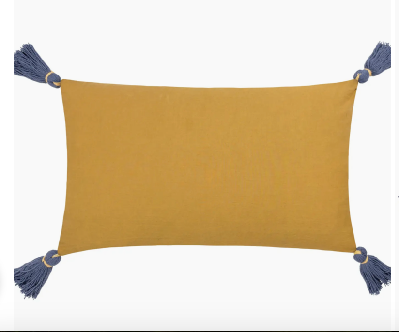 Rosa Floral Tasselled Cushion Navy/Gold