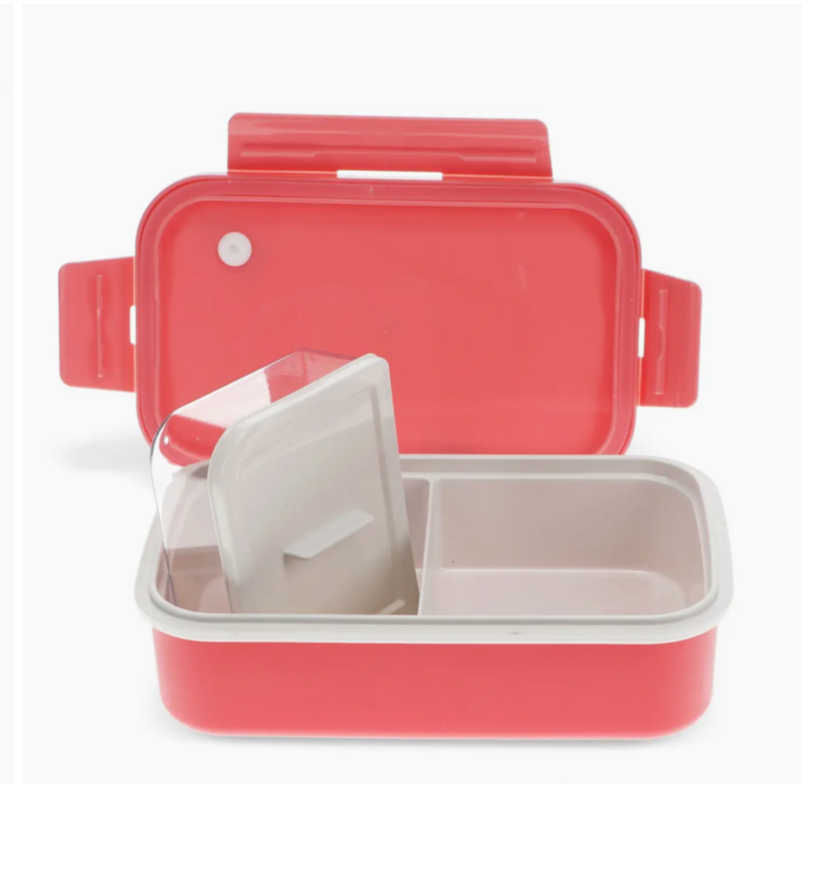 Double Wall Lunch Box with Divider - Rose Pink