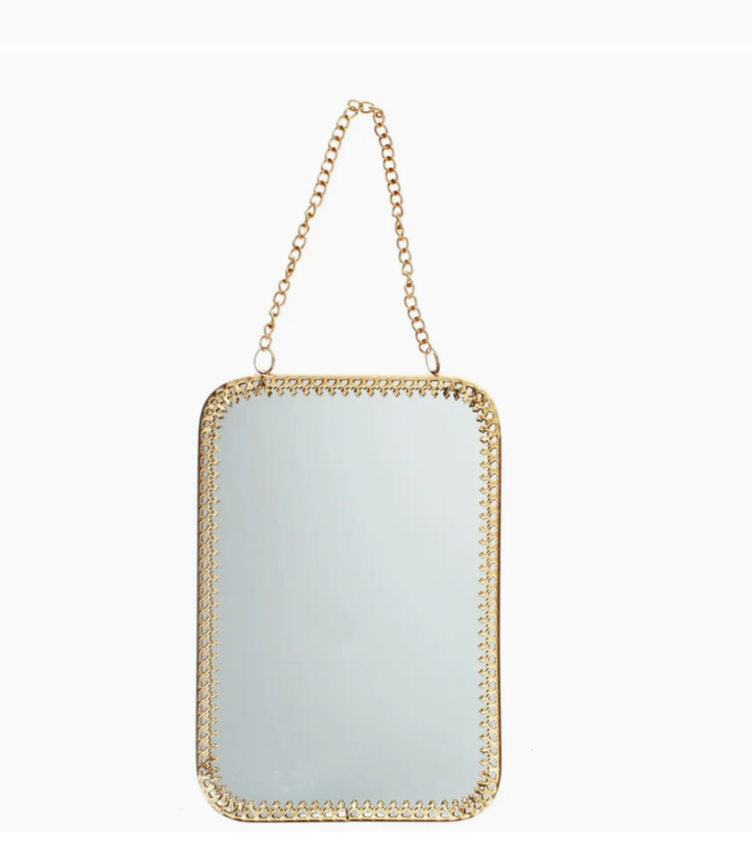 Rectangular Hanging Mirror (15.5cm X 10.5cm) - Gold Tone