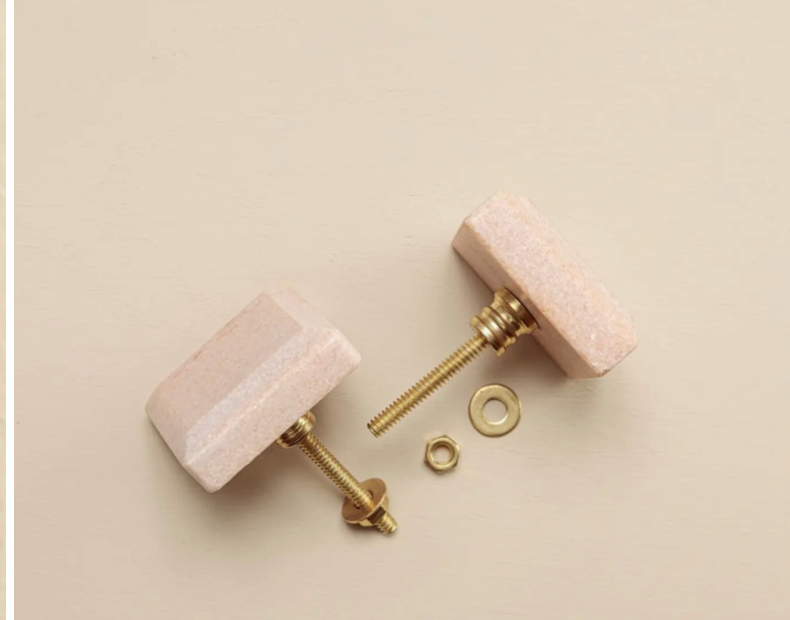 Mila Blush Stone Rectangle Drawer Knobs