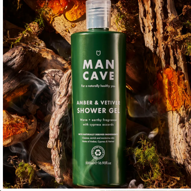 Amber & Vetiver Shower Gel 500ml, Mens Shower Gel,
