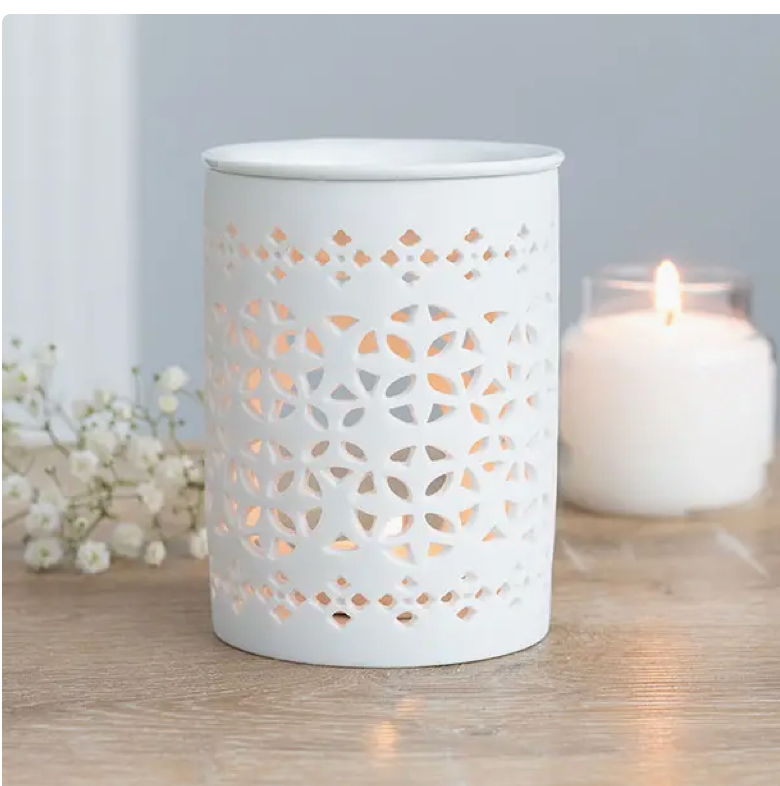 White Matte Cut Out Oil Burner and Wax Warmer
