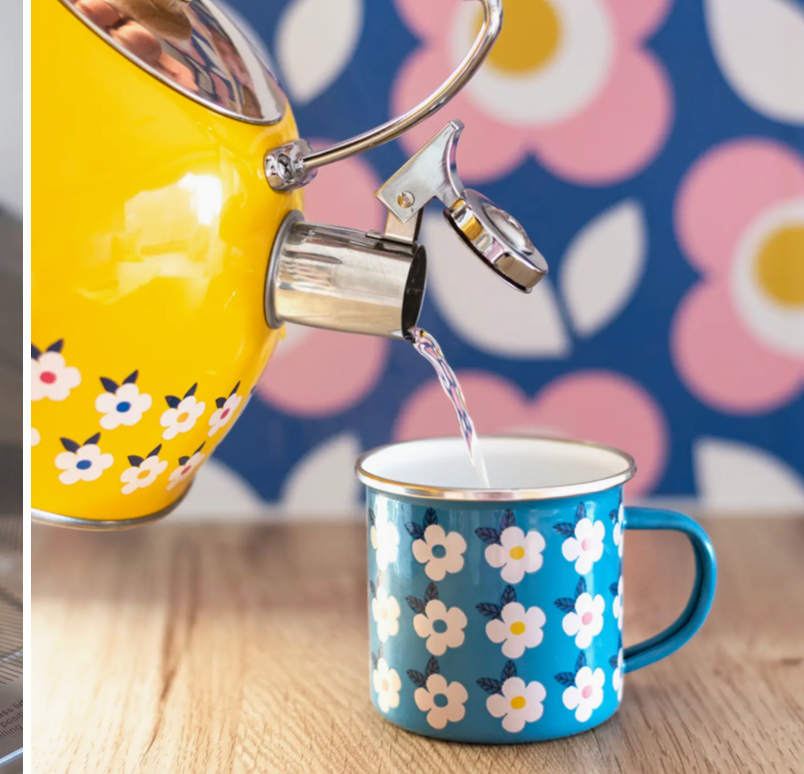 Yellow Stove Whistling Kettle Stainless Steel Tea Pot Pretty