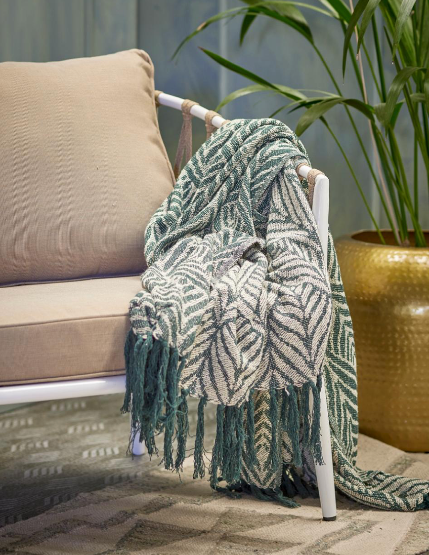 Ugento Throw, Green, Recycled Cotton