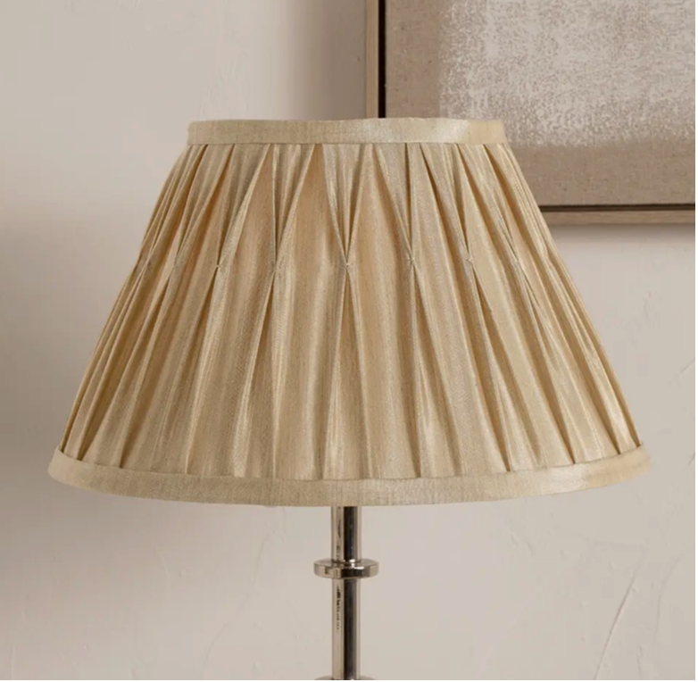 Garbo 45cm Gold Silk Mix Pinch Pleat Tapered Lampshade