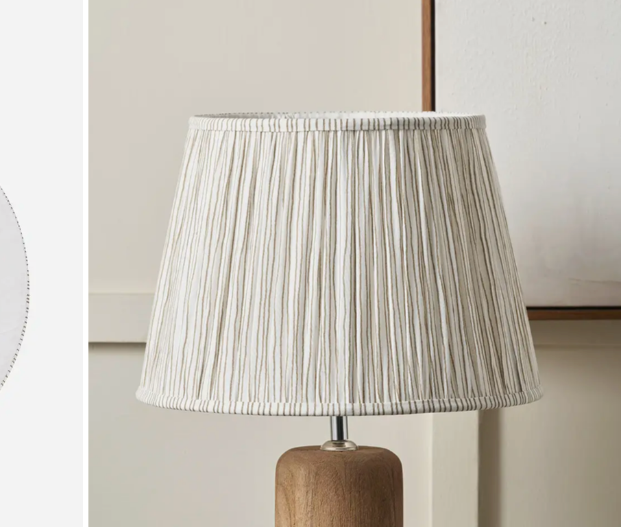 Thiago 45cm Natural Stripe Mushroom Pleat Tapered Lampshade