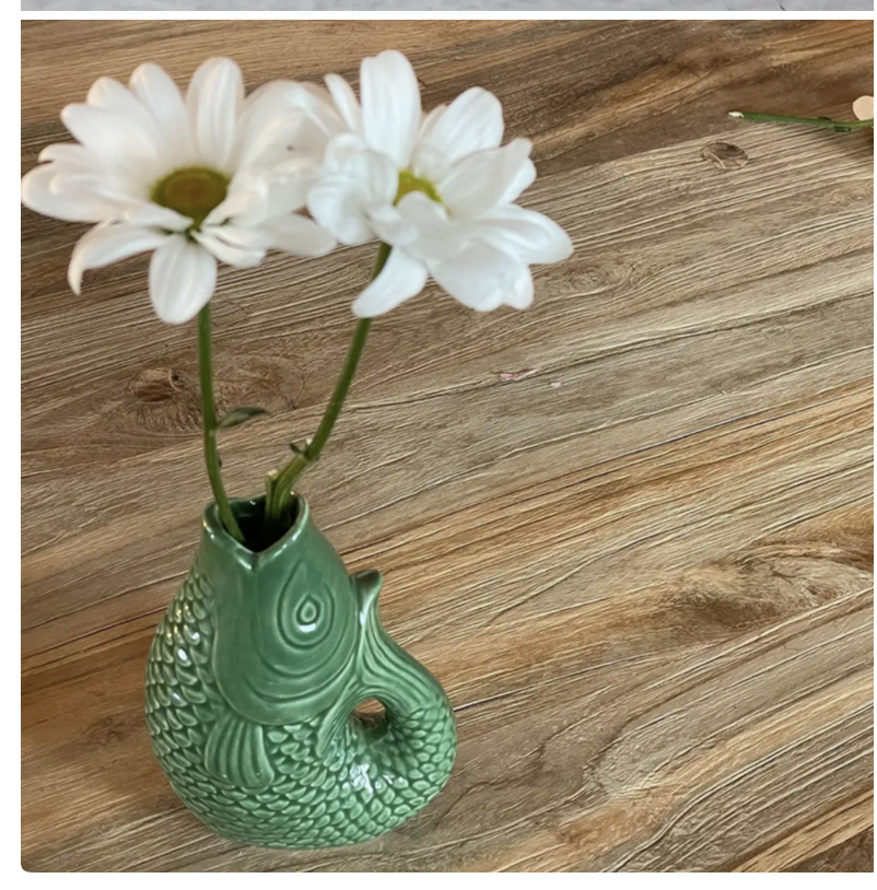 Ceramic Vase Fish Pm Green