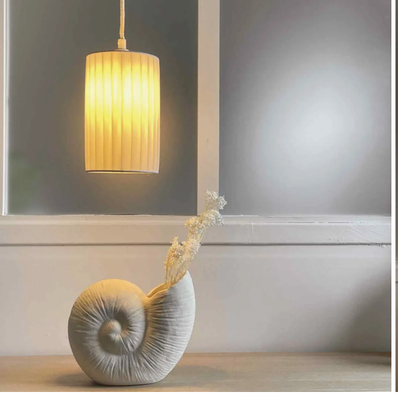 Ceramic Vase with Textured White Shell