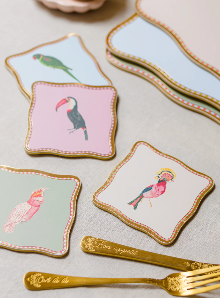 Birds Cork Back Coasters (Set of 4)