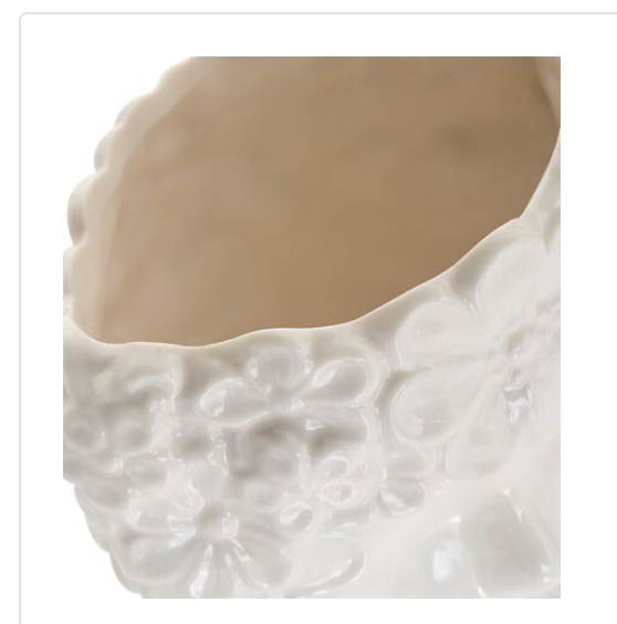 White Ceramic Face Vase Rose Flower