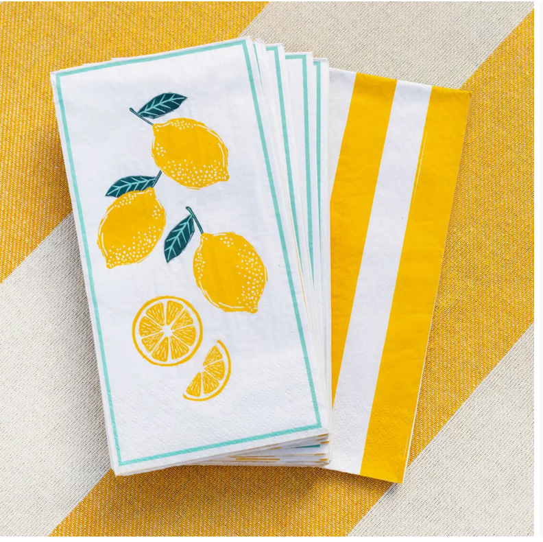 Lemon Long Lunch Paper Napkins - 16 Pack