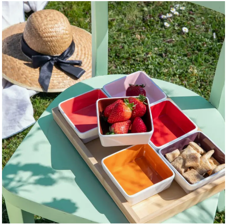 Bowl Set with Wooden Tray